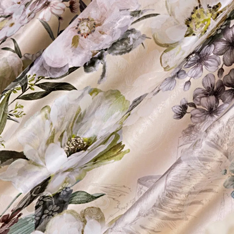  Vintage Chic Blooming Flowers Jacquard Bedding Set