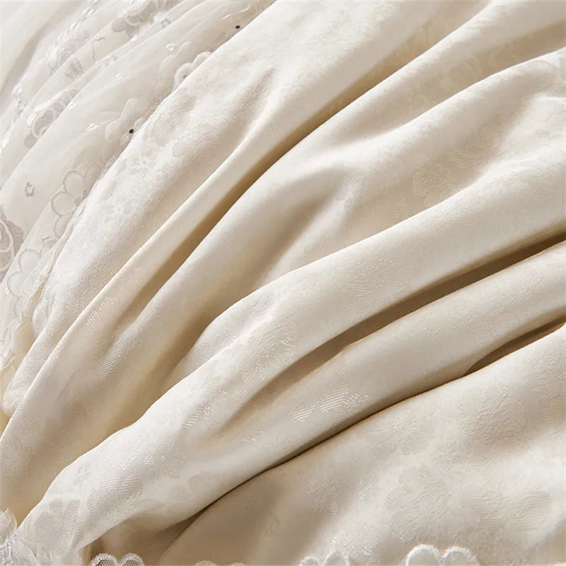 Luxury Princess Floral Bedding Set – Soft Cotton Ruffle Cover Set