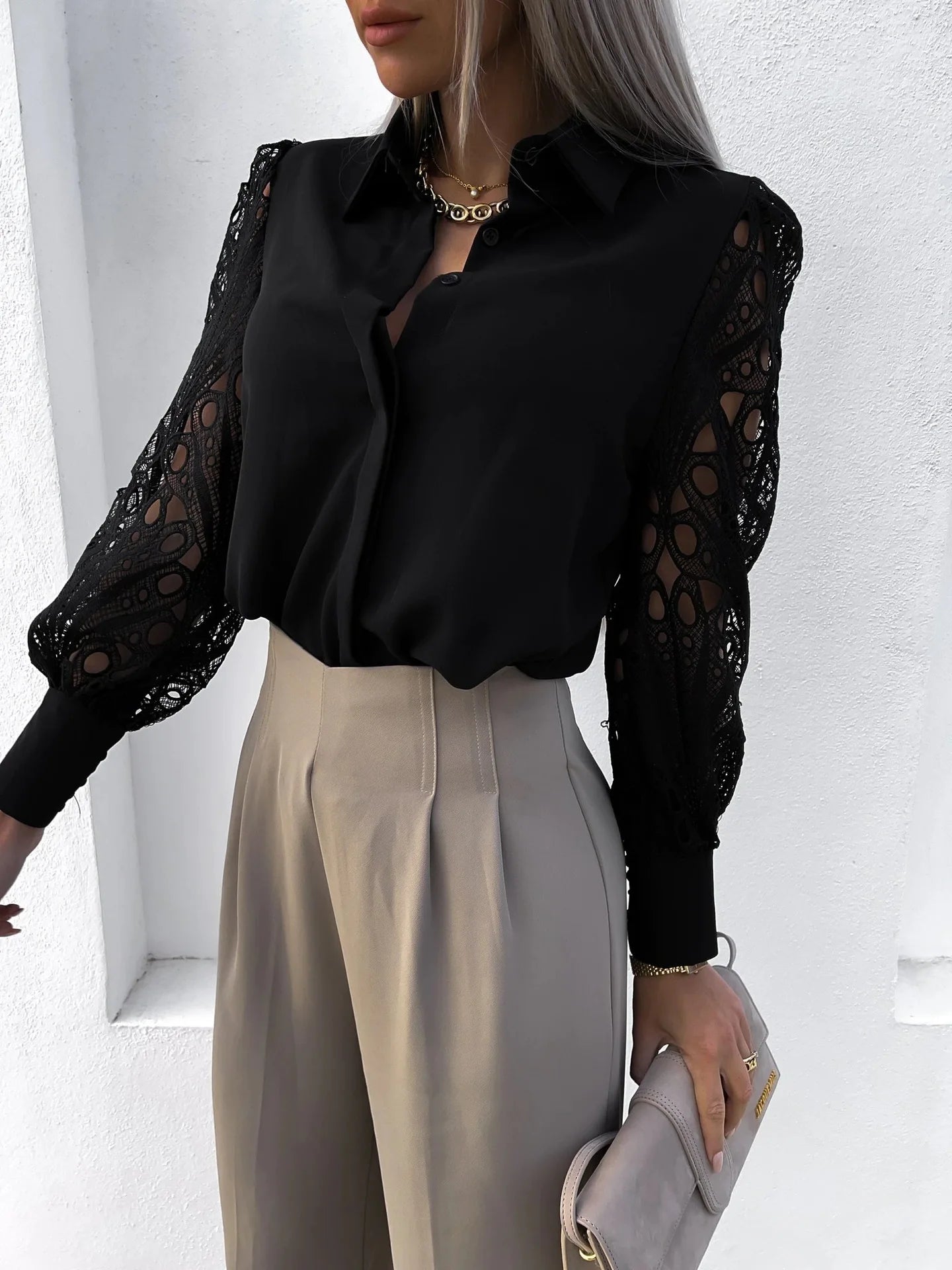 Vintage Chiffon V Neck Spring Blouse