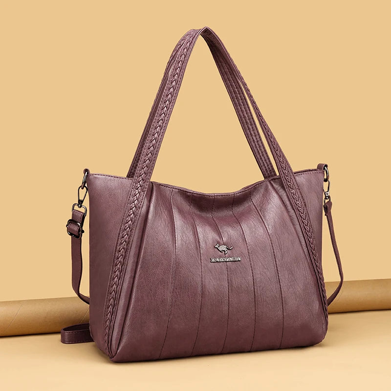Soft Leather Weave Style Handbag