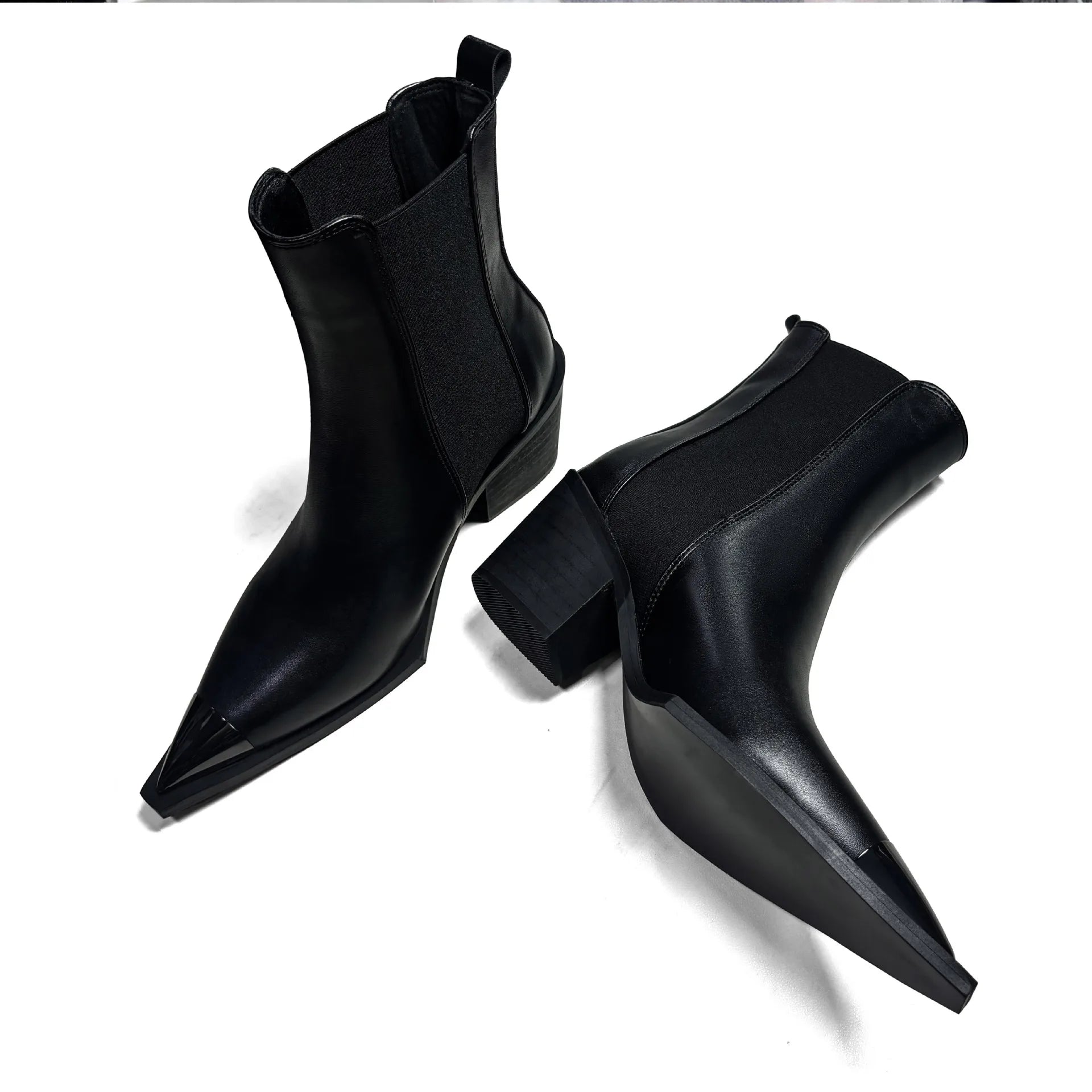 Pointed Metal Pointed Toe Chelsea Ankle Boots With Side Zipper