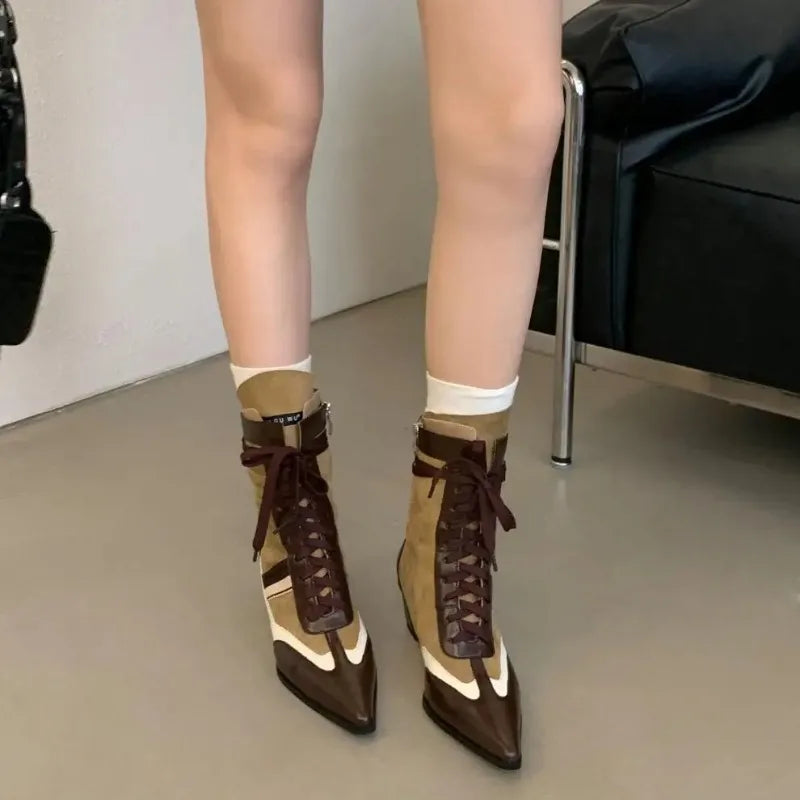 Retro Women Ankle Boots – High Top Height Boost Shoes