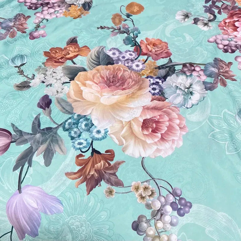  Vintage Chic Blooming Flowers Jacquard Bedding Set