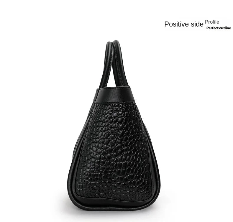 Oversized Crocodile Pattern Leather Tote Shoulder Bag