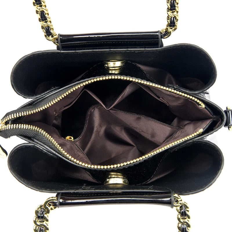 Alligator Patent PU Leather Shoulder Bag