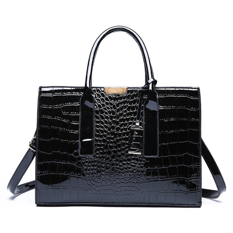 Oversized Tote Crocodile PU Leather Handbag