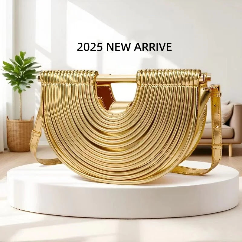 Gold Handwoven Hobo Bag Designer Evening Clutch