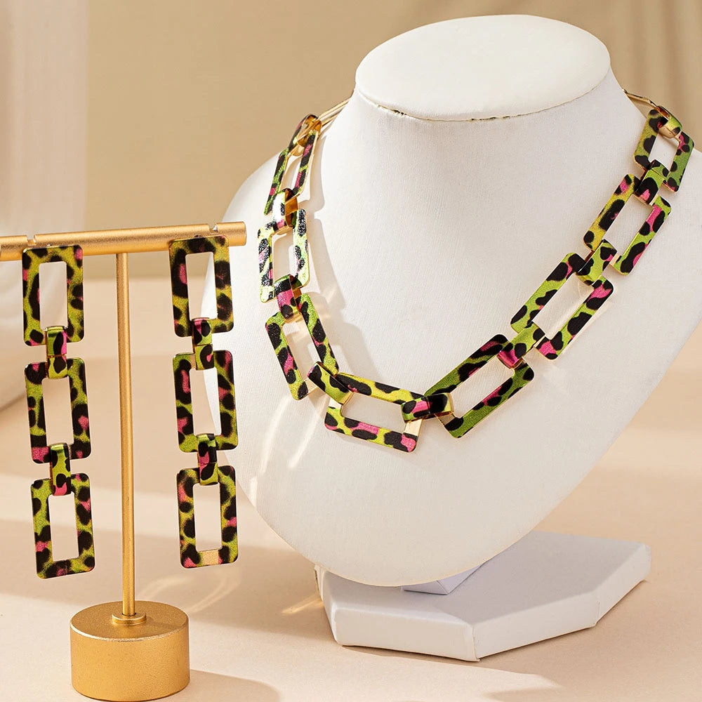 3PCS Stainless Steel Geometric Necklace/Earrings/Bracelet Set