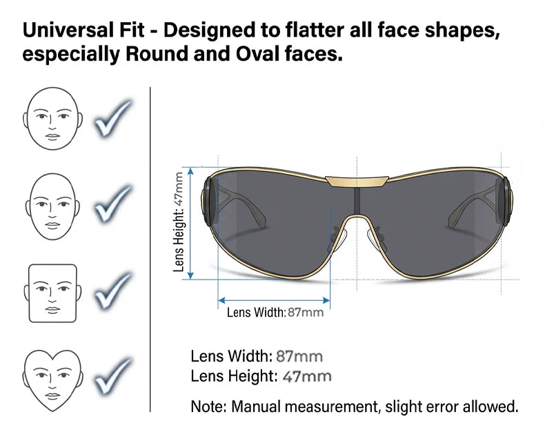 One-Piece Shield Luxury Vintage Wrap Around Sunglasses