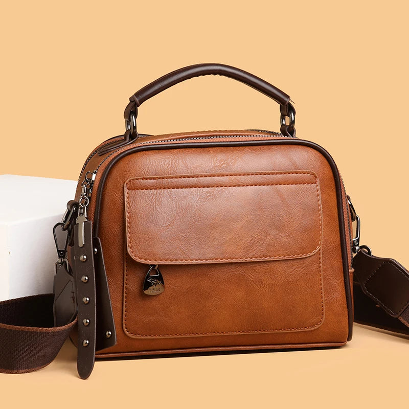 Women's Soft Leather Top-Handle Shoulder Bag
