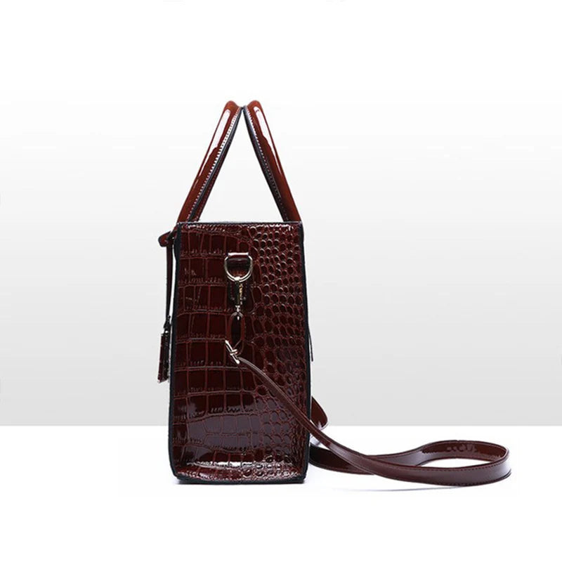 Oversized Tote Crocodile PU Leather Handbag