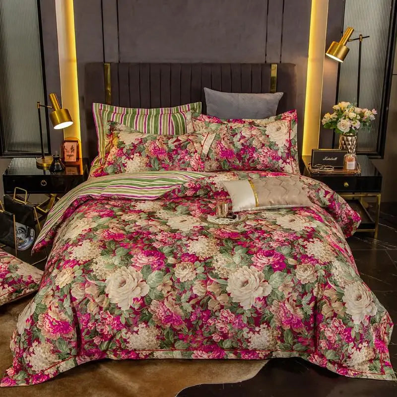 Elegant Vibrant Floral Bedding Set 100% Cotton