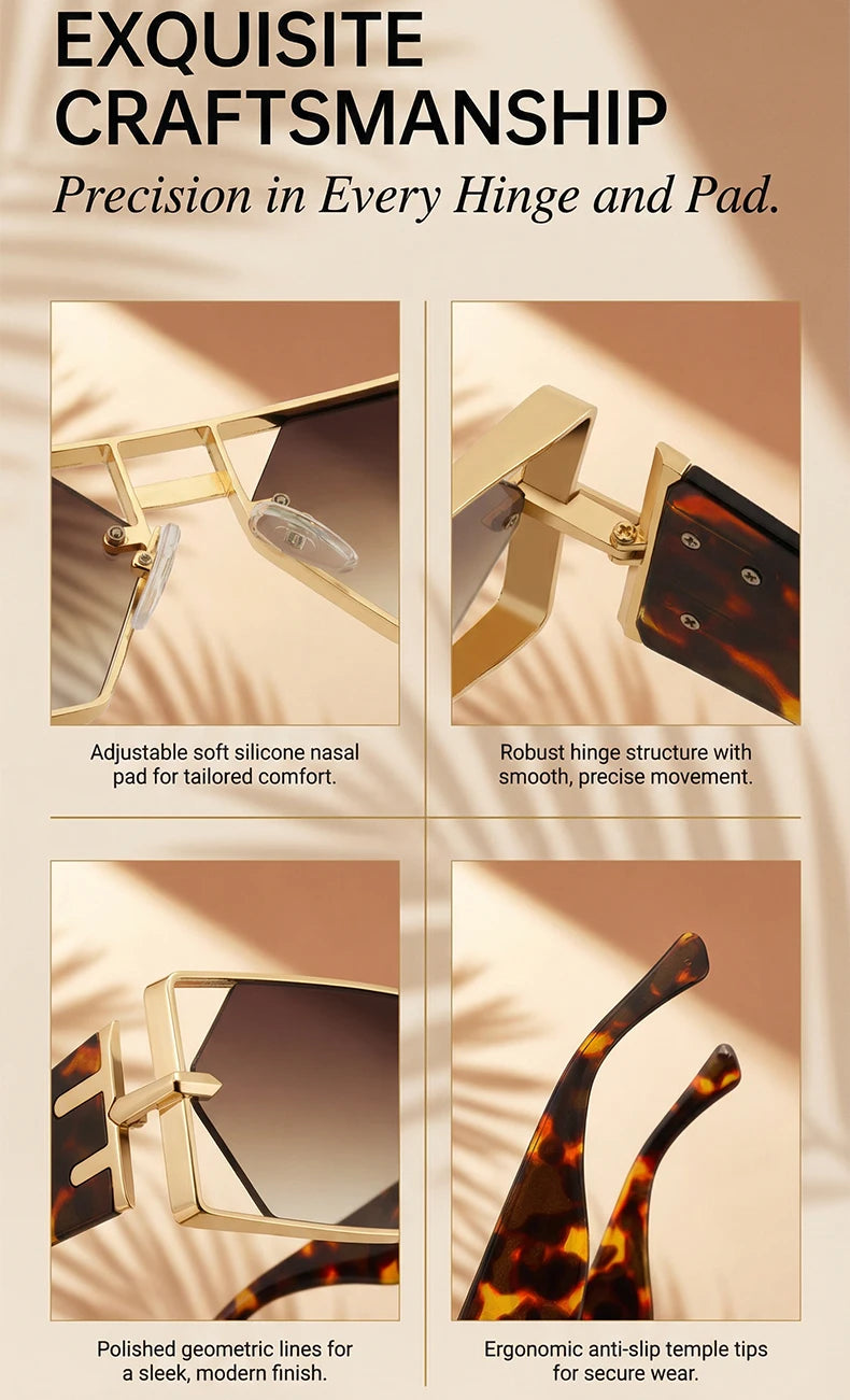 Steampunk Rectangle Metal Frame Sunglasses UV400 