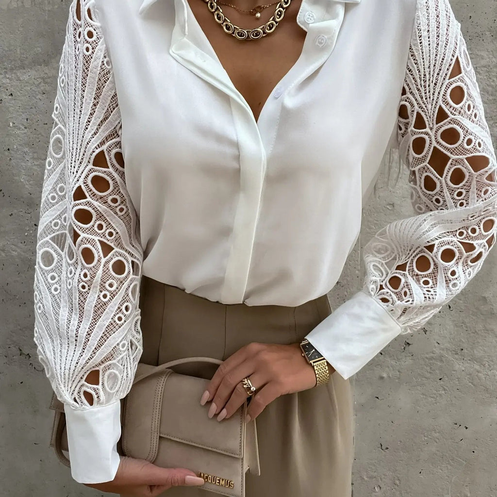 Vintage Chiffon V Neck Spring Blouse