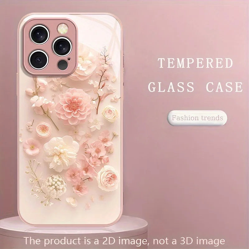 Flower Pattern Pink Metallic Paint  iPhone Case