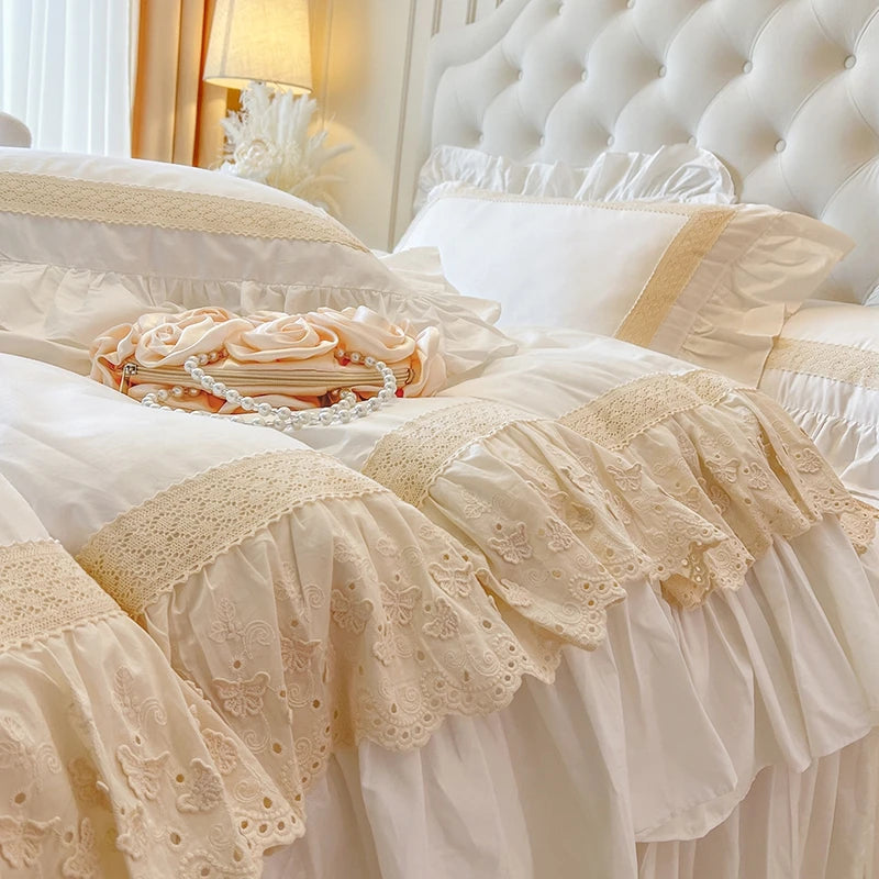 French Romantic Sweet Princess Style Bedding Set 100% Cotton