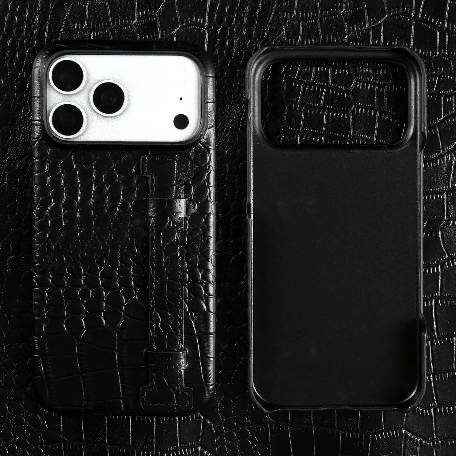 Genuine Leather Case with Wrist Strap & Kickstand for iPhone