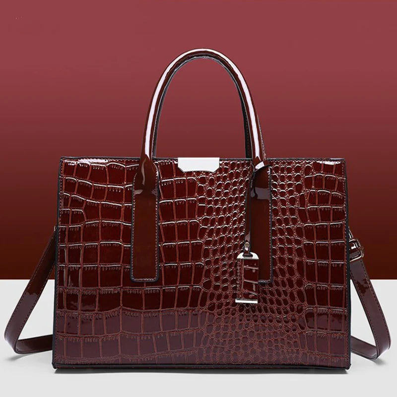 Oversized Tote Crocodile PU Leather Handbag