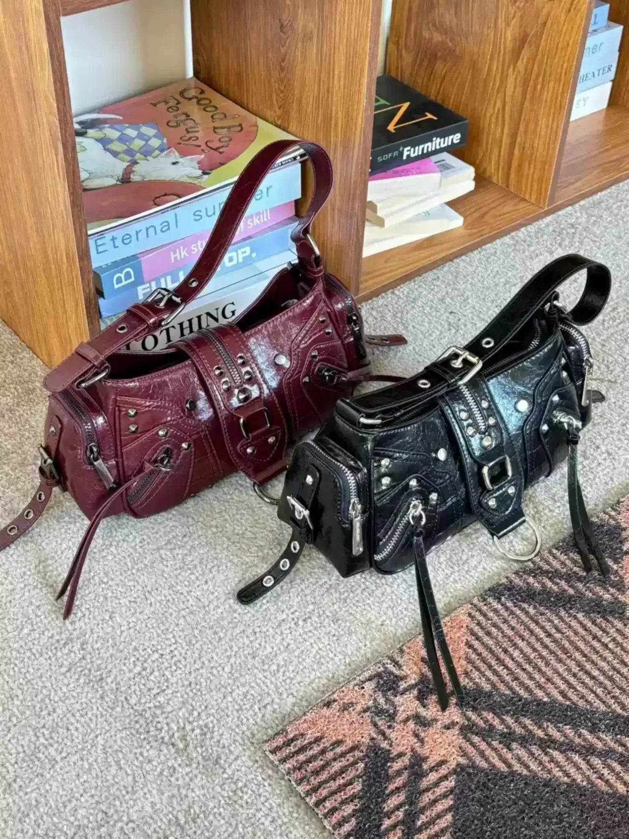 Women’s Studded PU Leather Shoulder Bag