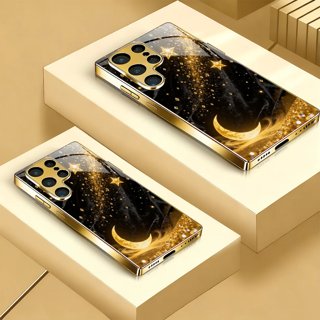 Electroplated Gold Half Moon Phone Case for Samsung 