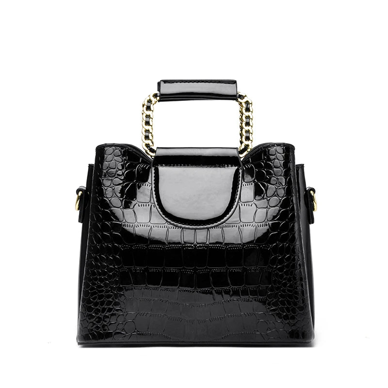 Alligator Patent PU Leather Shoulder Bag