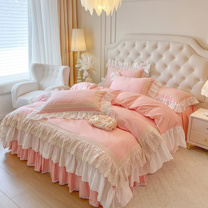 French Romantic Sweet Princess Style Bedding Set 100% Cotton