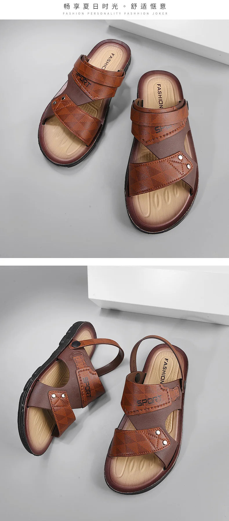 Men’s Premium Leather Slip-On Sandals for Summer