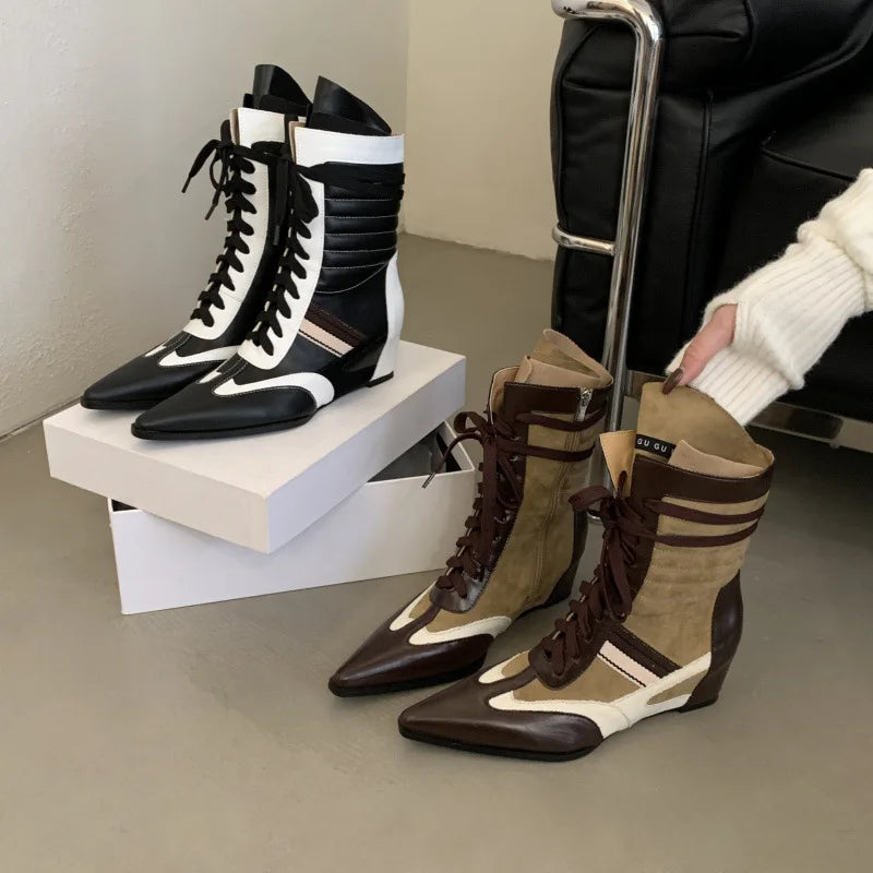 Retro Women Ankle Boots – High Top Height Boost Shoes