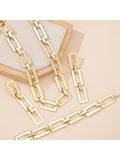 3PCS Stainless Steel Geometric Necklace/Earrings/Bracelet Set