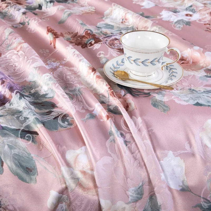  Vintage Chic Blooming Flowers Jacquard Bedding Set