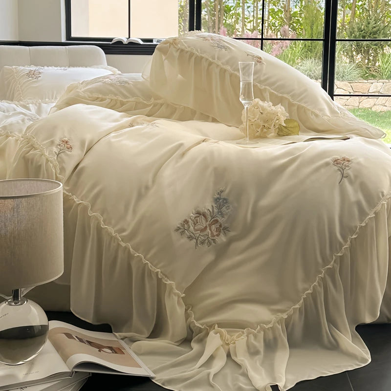 Elegant Chiffon Ruffle  Princess Bedding Set
