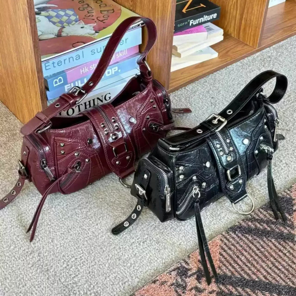 Women’s Studded PU Leather Shoulder Bag