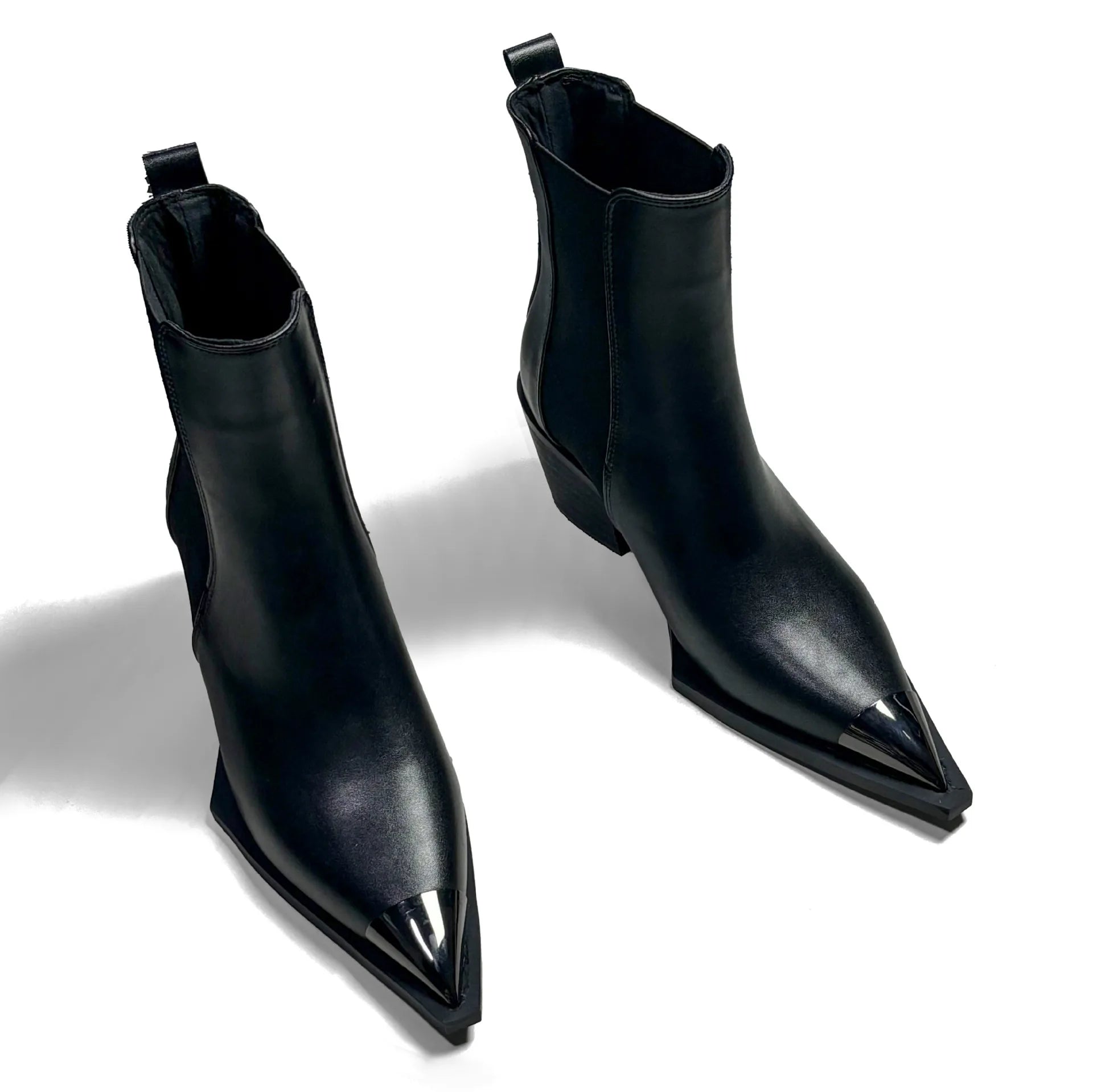 Pointed Metal Pointed Toe Chelsea Ankle Boots With Side Zipper