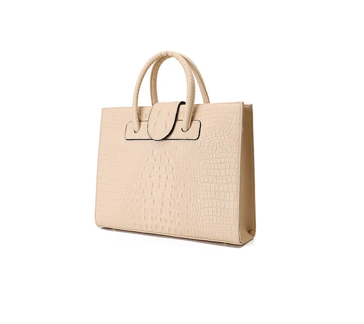 Large Crocodile Pattern Genuine Leather Shoulder Bag