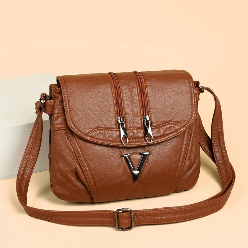 Soft Washed Leather Women’s Luxury Shoulder Bag