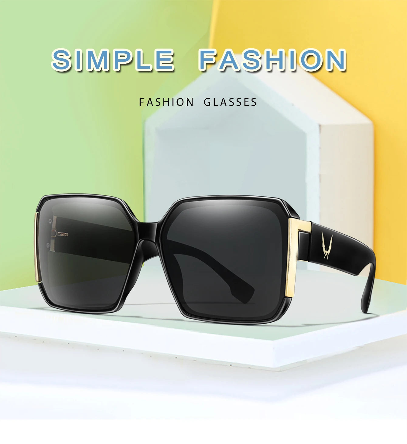 Elegant 2 Packs Unisex Square Sunglasses With UV Protection
