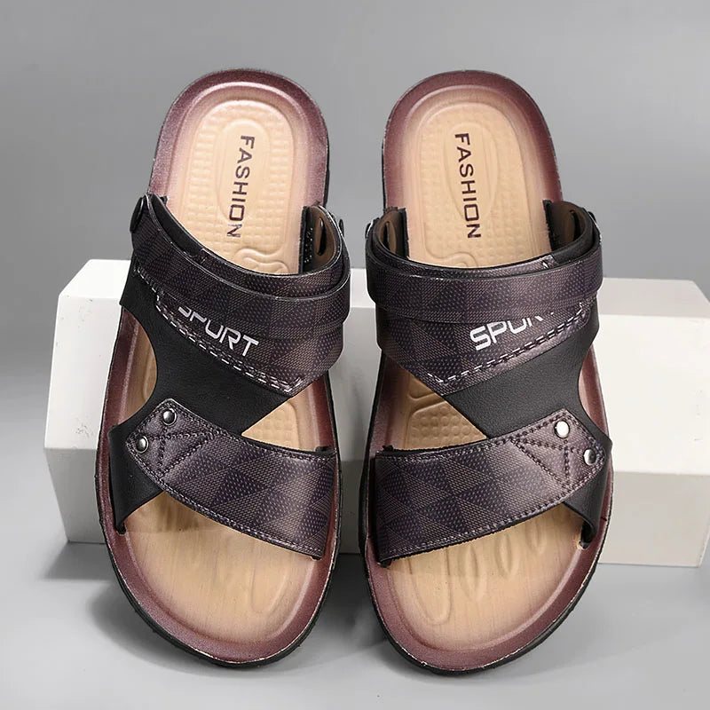 Men’s Premium Leather Slip-On Sandals for Summer