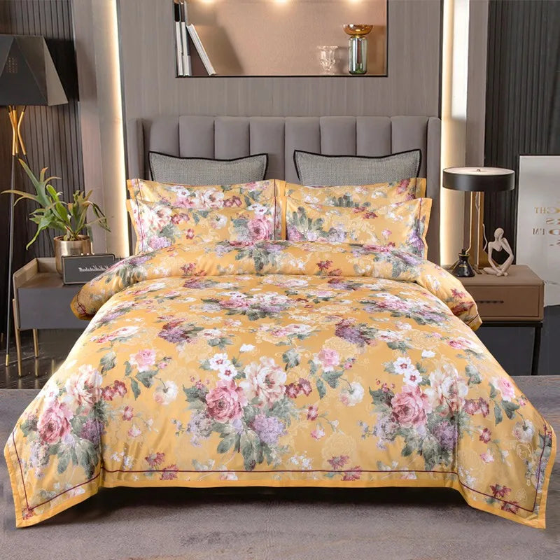  Vintage Chic Blooming Flowers Jacquard Bedding Set