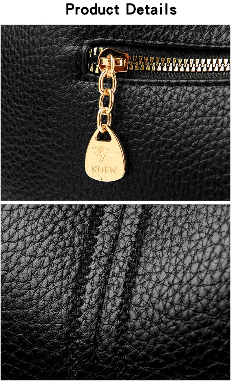 Leather Diagonal Crossbody Tote Bag