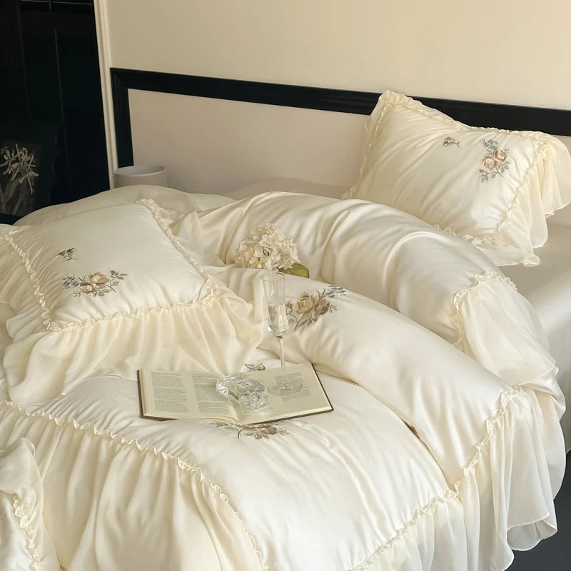 Elegant Chiffon Ruffle  Princess Bedding Set