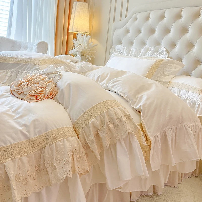French Romantic Sweet Princess Style Bedding Set 100% Cotton