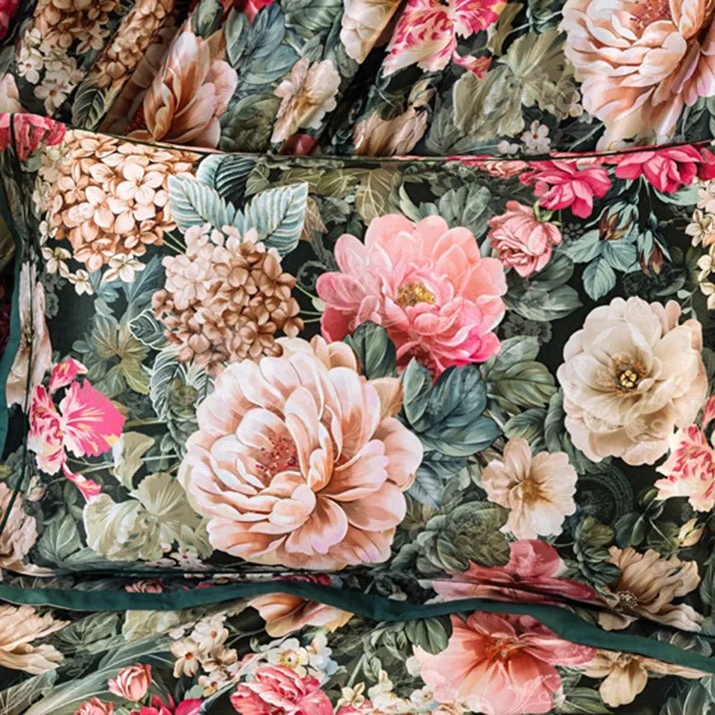  Vintage Chic Blooming Flowers Jacquard Bedding Set