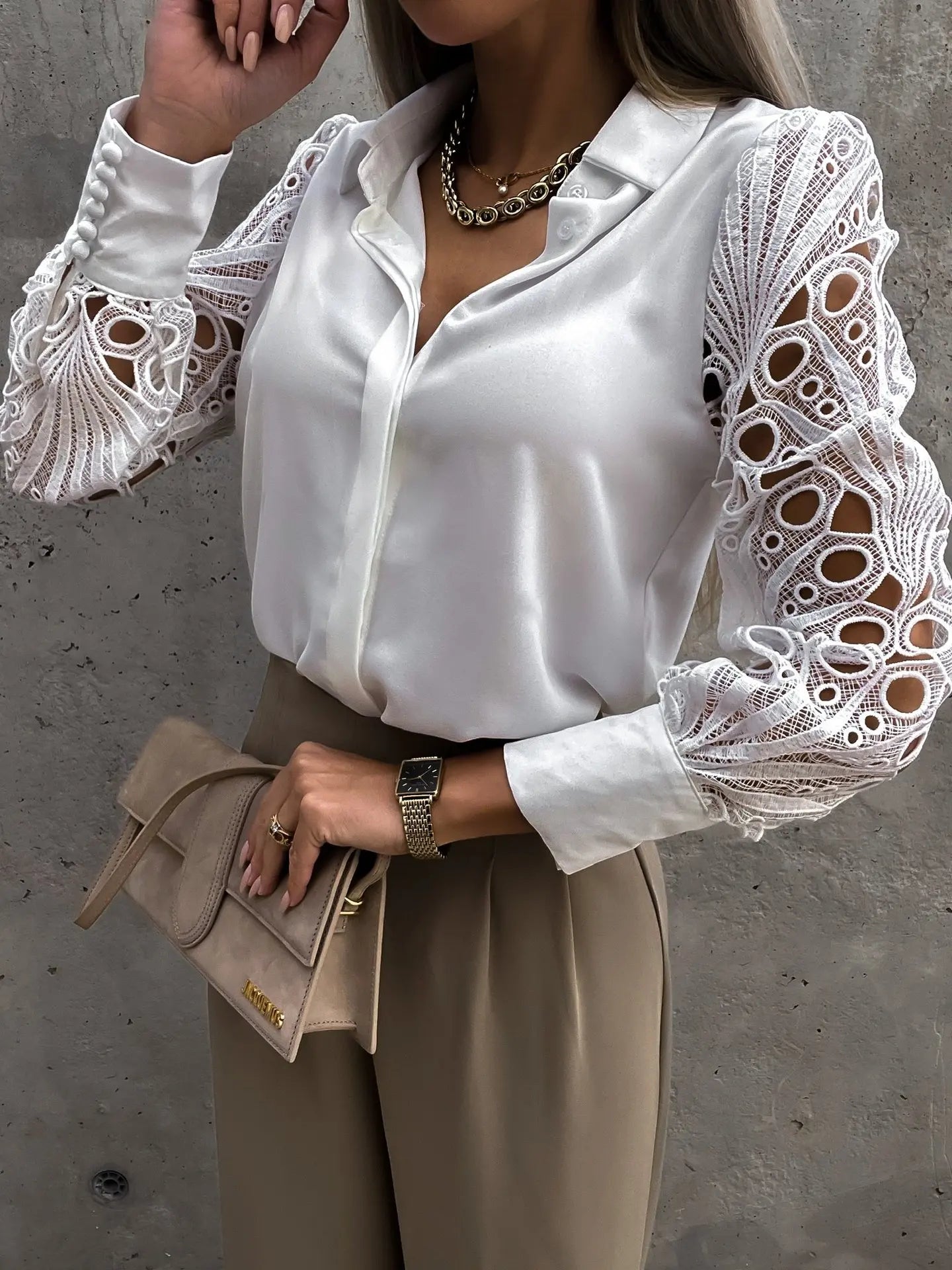 Vintage Chiffon V Neck Spring Blouse