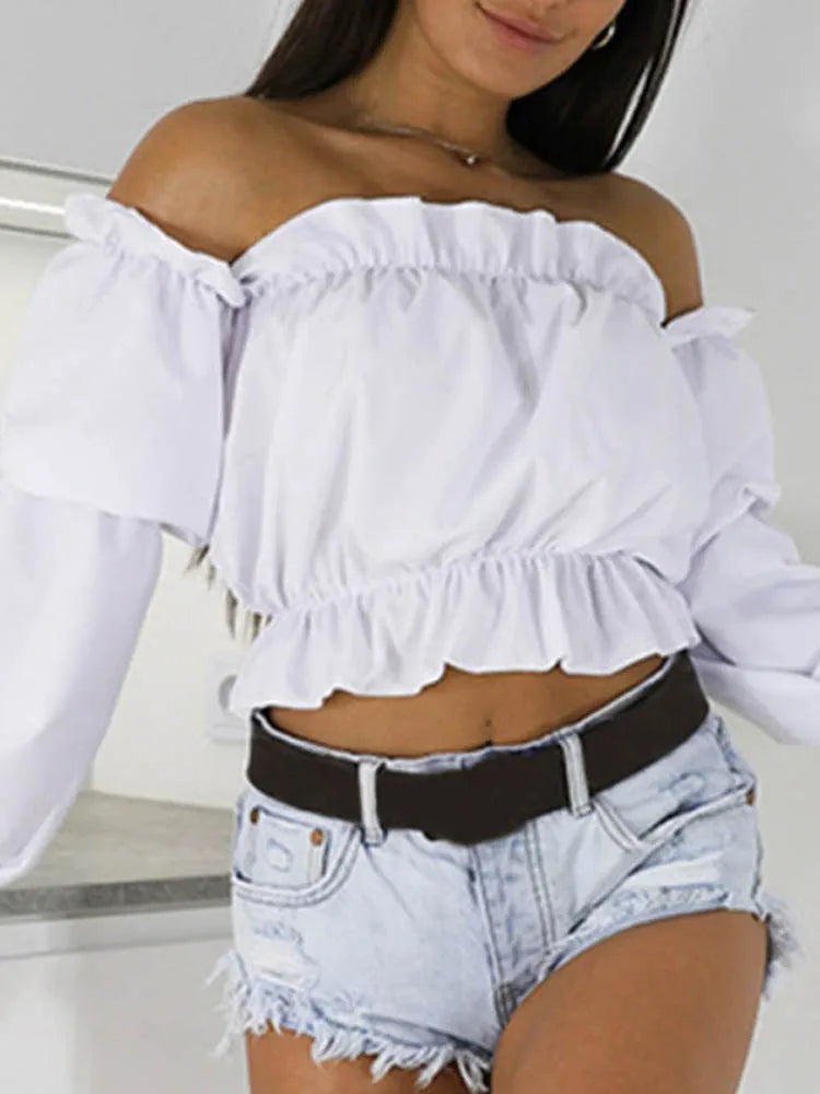 Women’s Candy Color Off-Shoulder Crop Top | Summer Fashion Essential