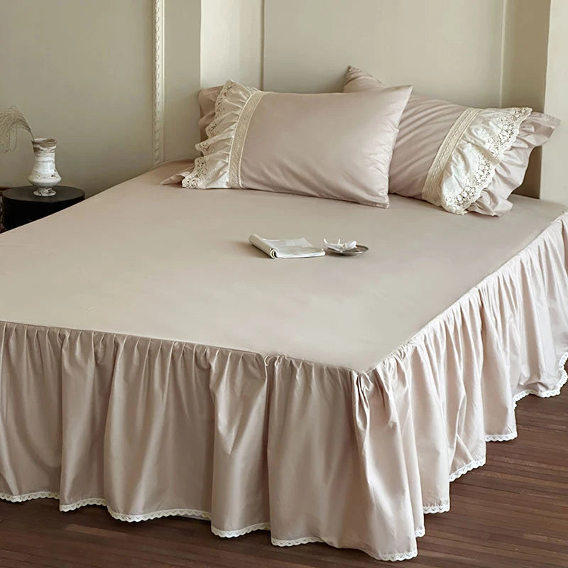 Elegant French Lace Ruffle Bedding Set 100% Cotton