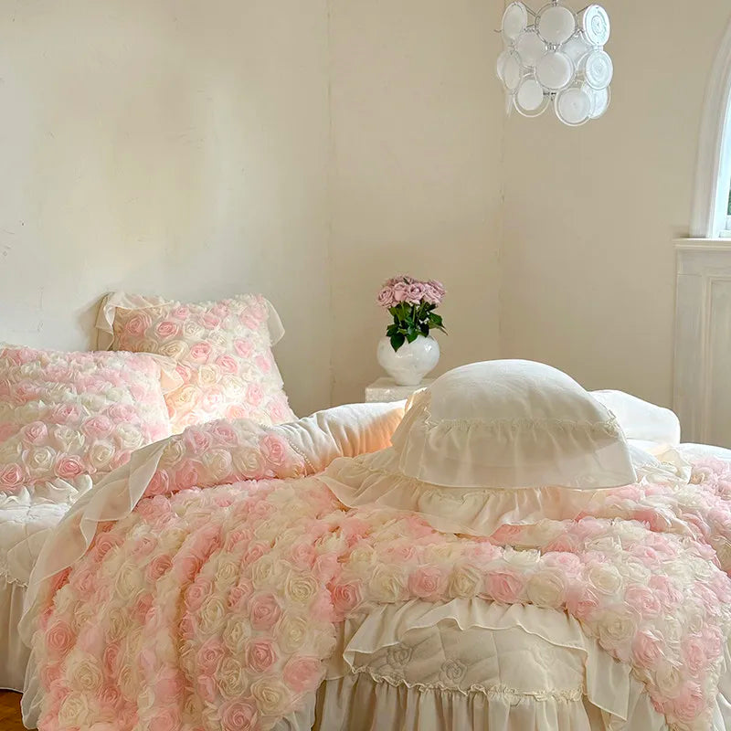 Luxurious  Velvet 3D Roses Bedding Set