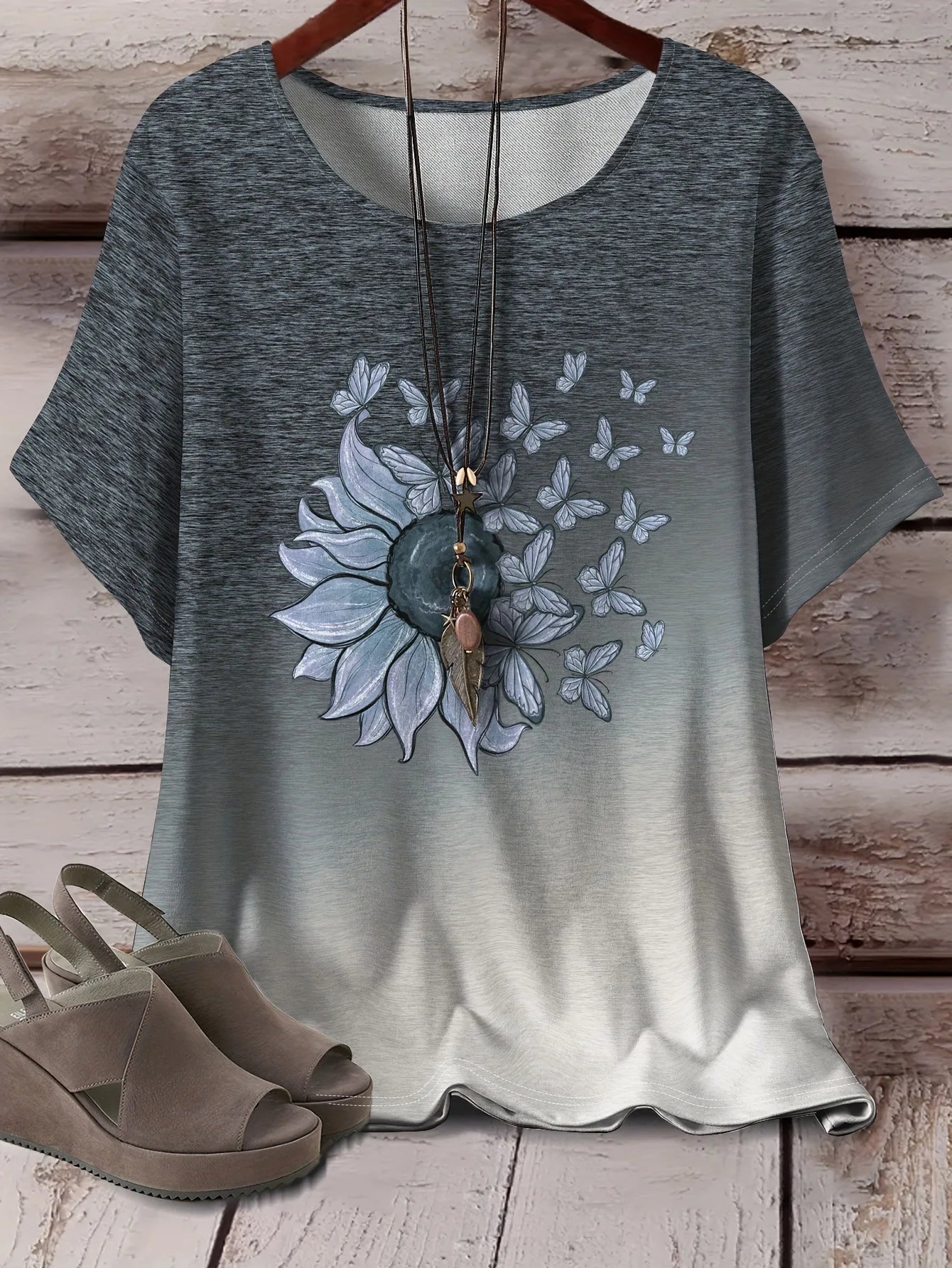 Summer Flower Butterfly T-Shirt