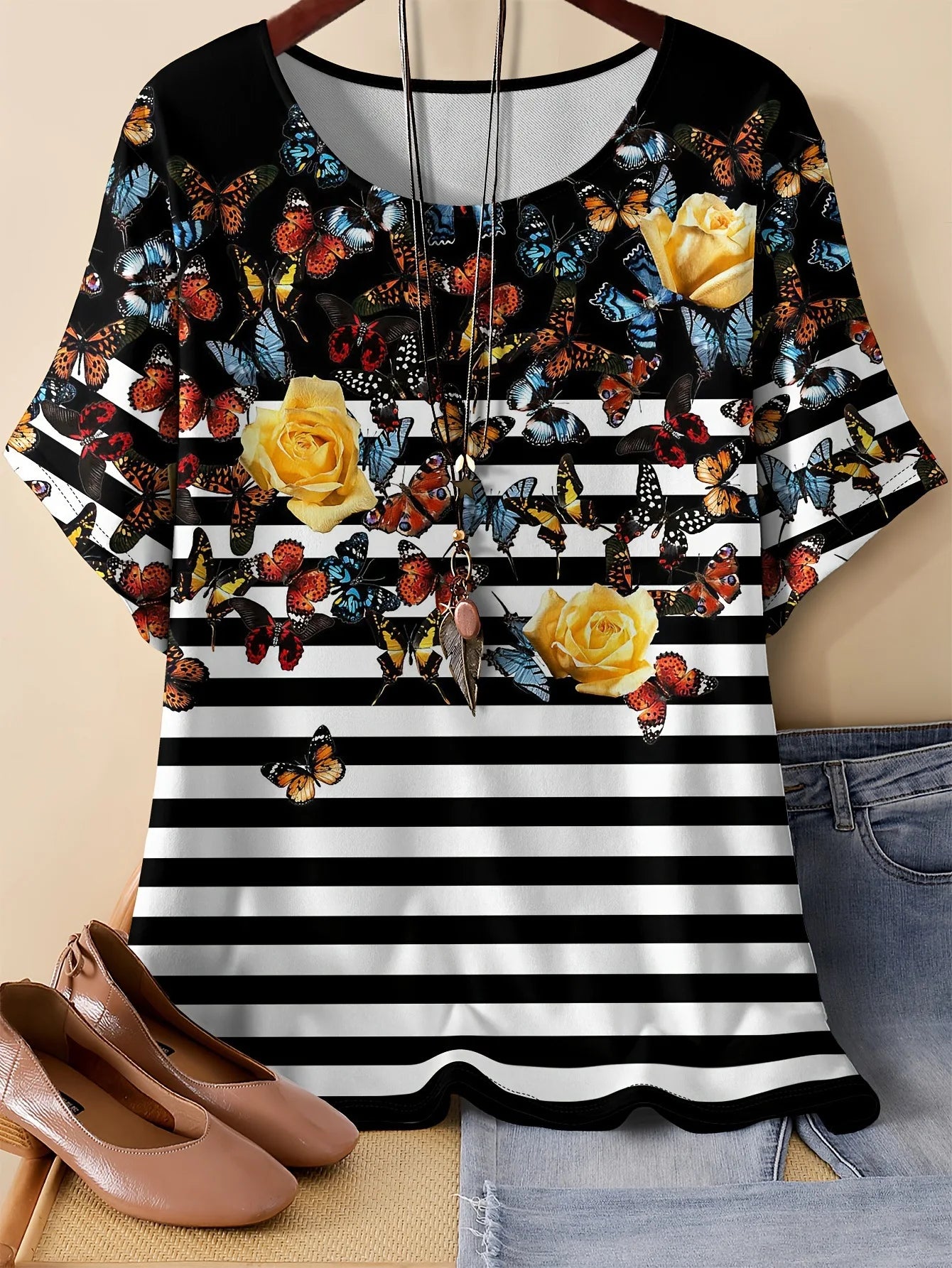 Summer Flower Butterfly T-Shirt