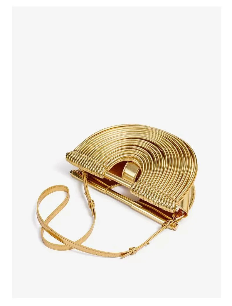 Gold Handwoven Hobo Bag Designer Evening Clutch