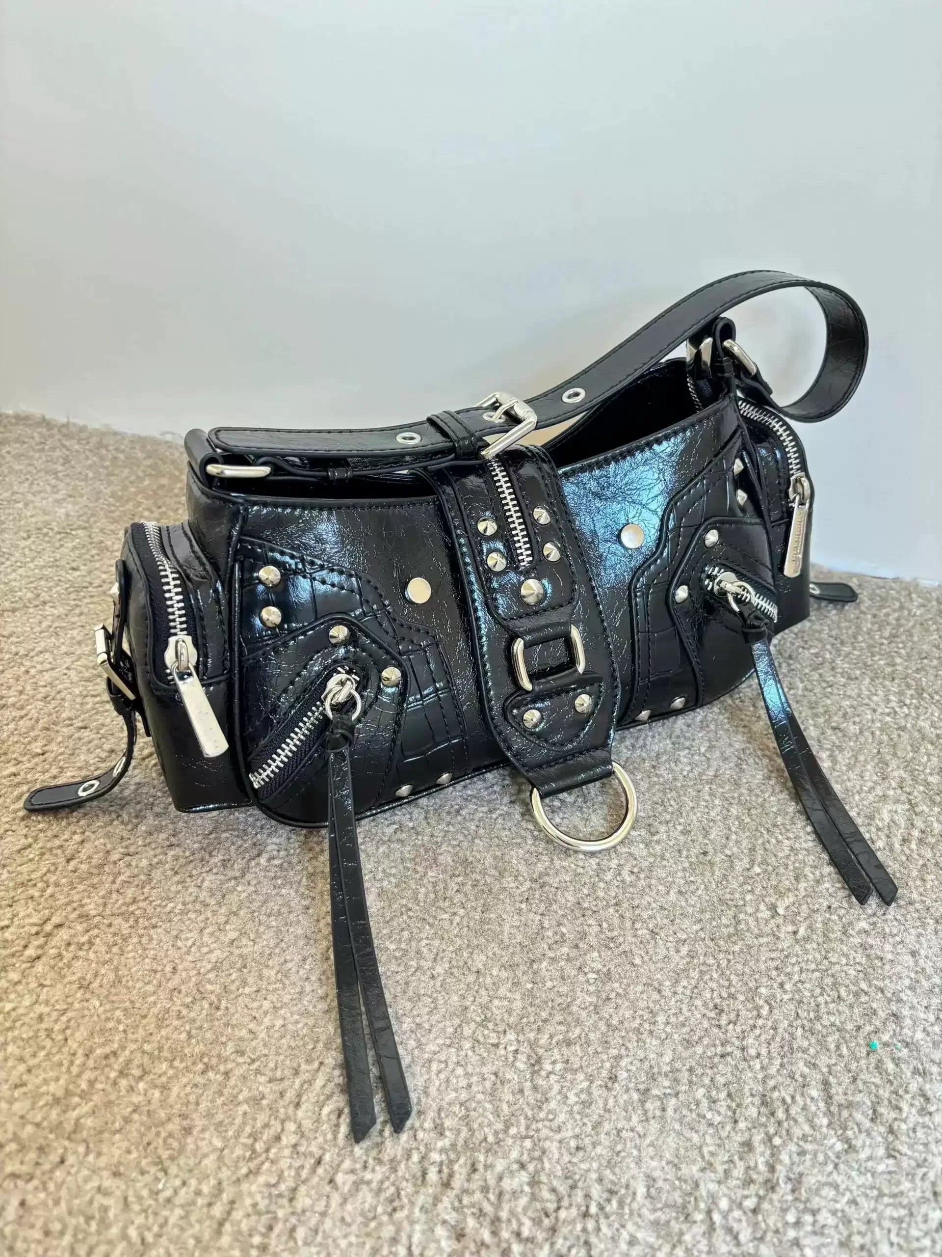 Women’s Studded PU Leather Shoulder Bag